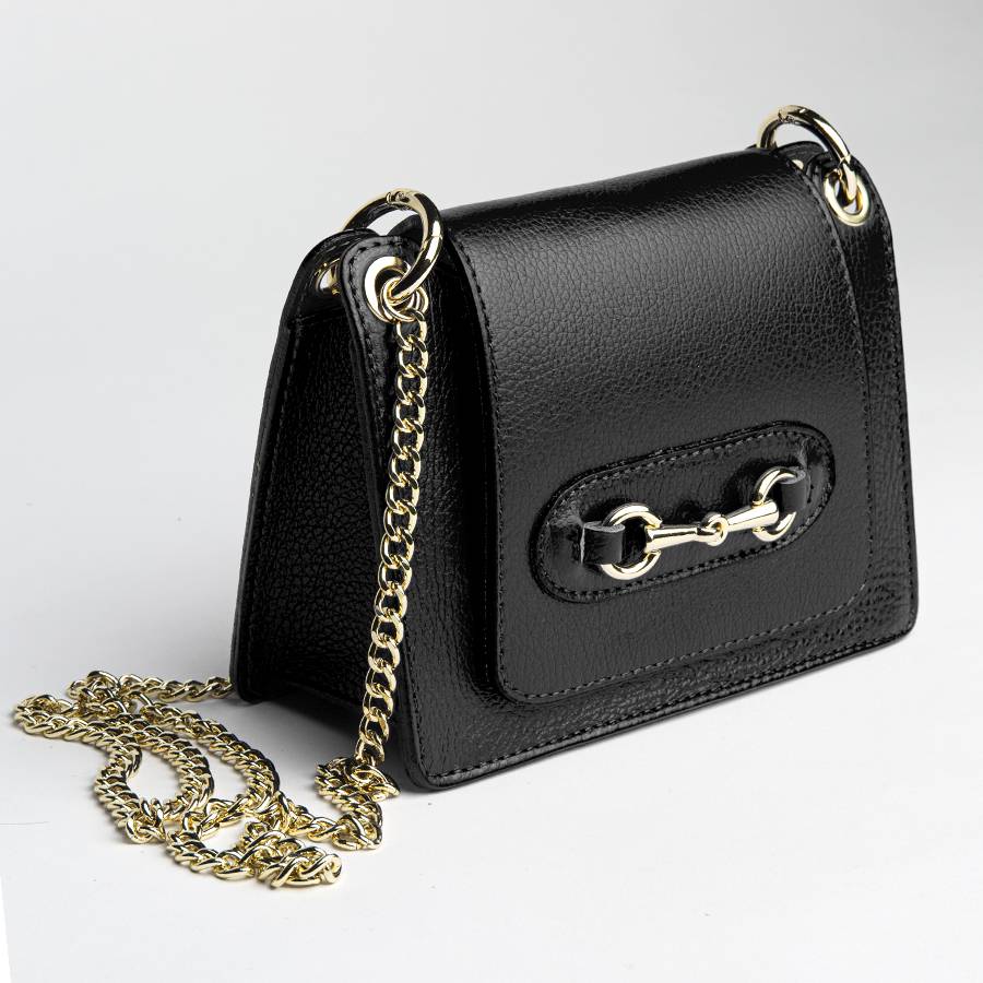 Laura Di Maggio FIONA – postina in pelle con morsetto nera Promozione Limitata