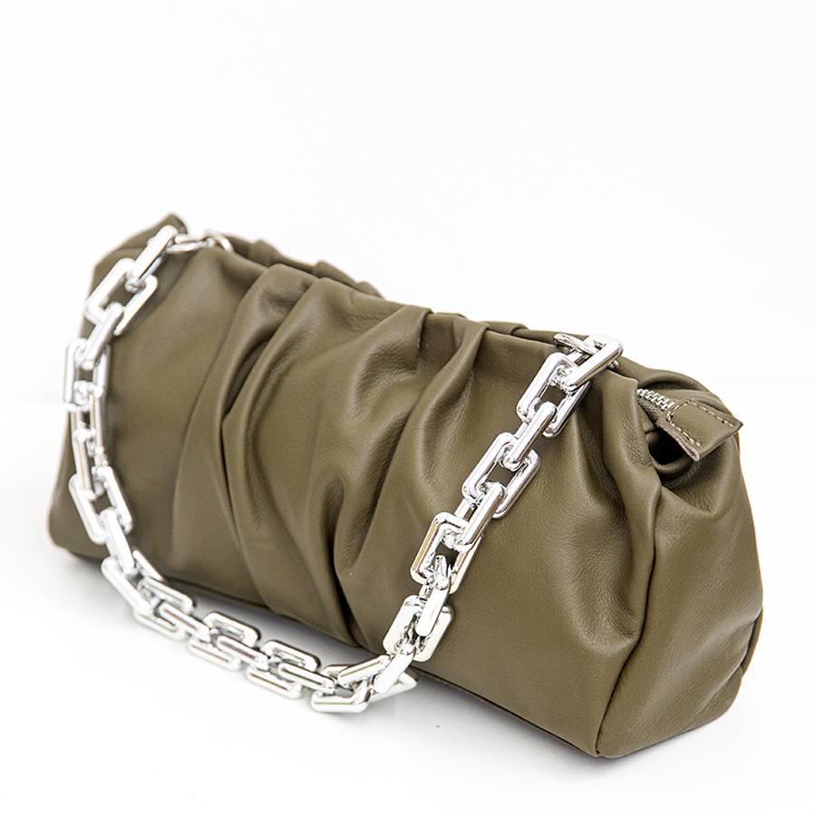 Laura Di Maggio MUFFIN – Borsa in pelle nappa verde oliva Fino Al -60%