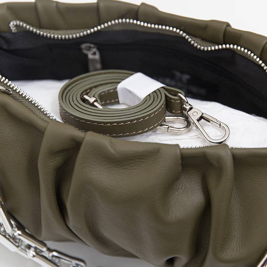 Laura Di Maggio MUFFIN – Borsa in pelle nappa verde oliva Fino Al -60%