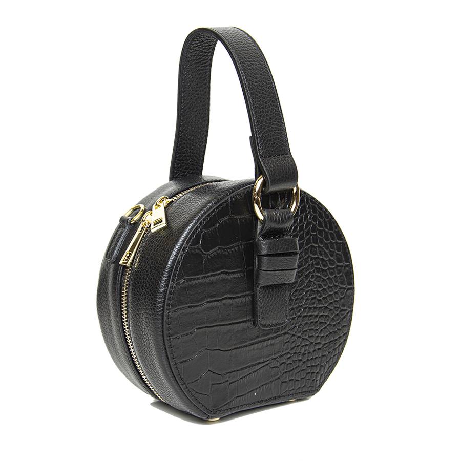 Laura Di Maggio LADY – Borsa circolare in pelle stampa cocco nera Affare Del Giorno