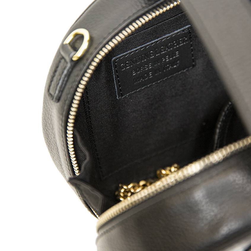 Laura Di Maggio LADY – Borsa circolare in pelle stampa cocco nera Affare Del Giorno