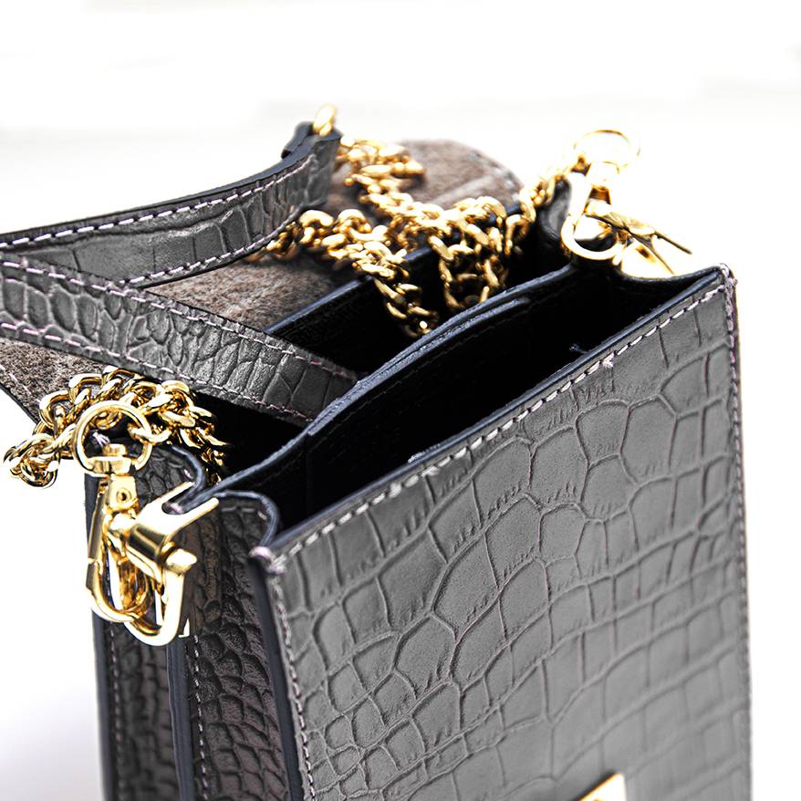 Laura Di Maggio SOIRÉE – Borsa da Sera in Pelle Stampa Cocco – Nero Sottocosto