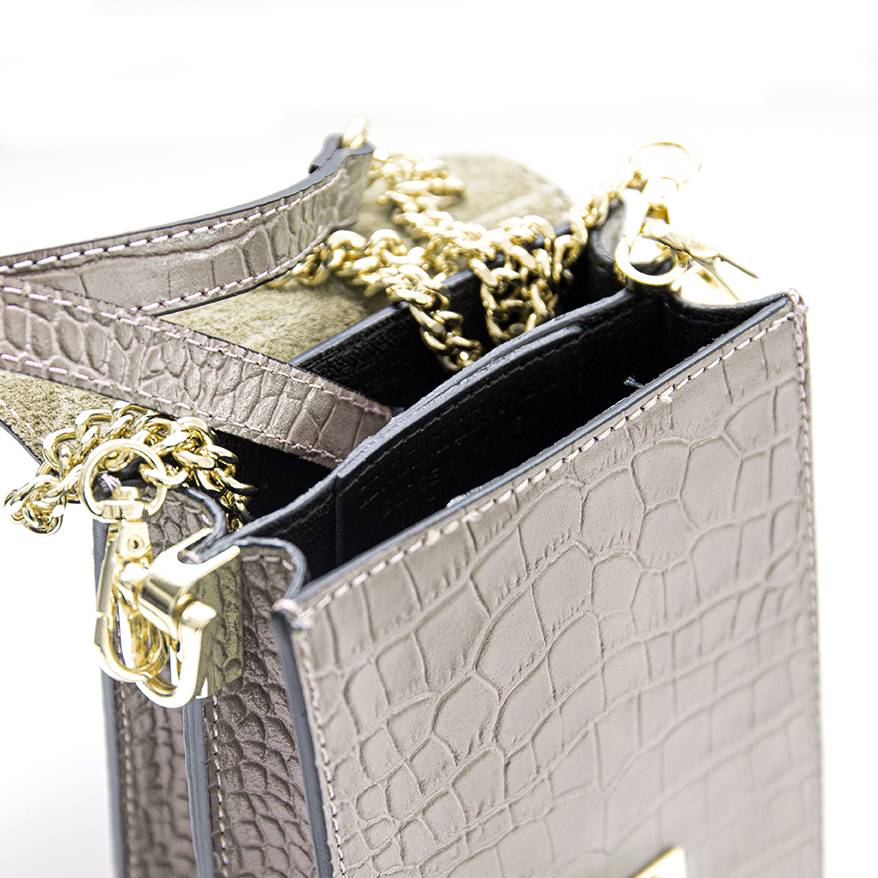 Laura Di Maggio SOIRÉE – Borsa da Sera in Pelle Stampa Cocco – Taupe ACQUISTA ORA