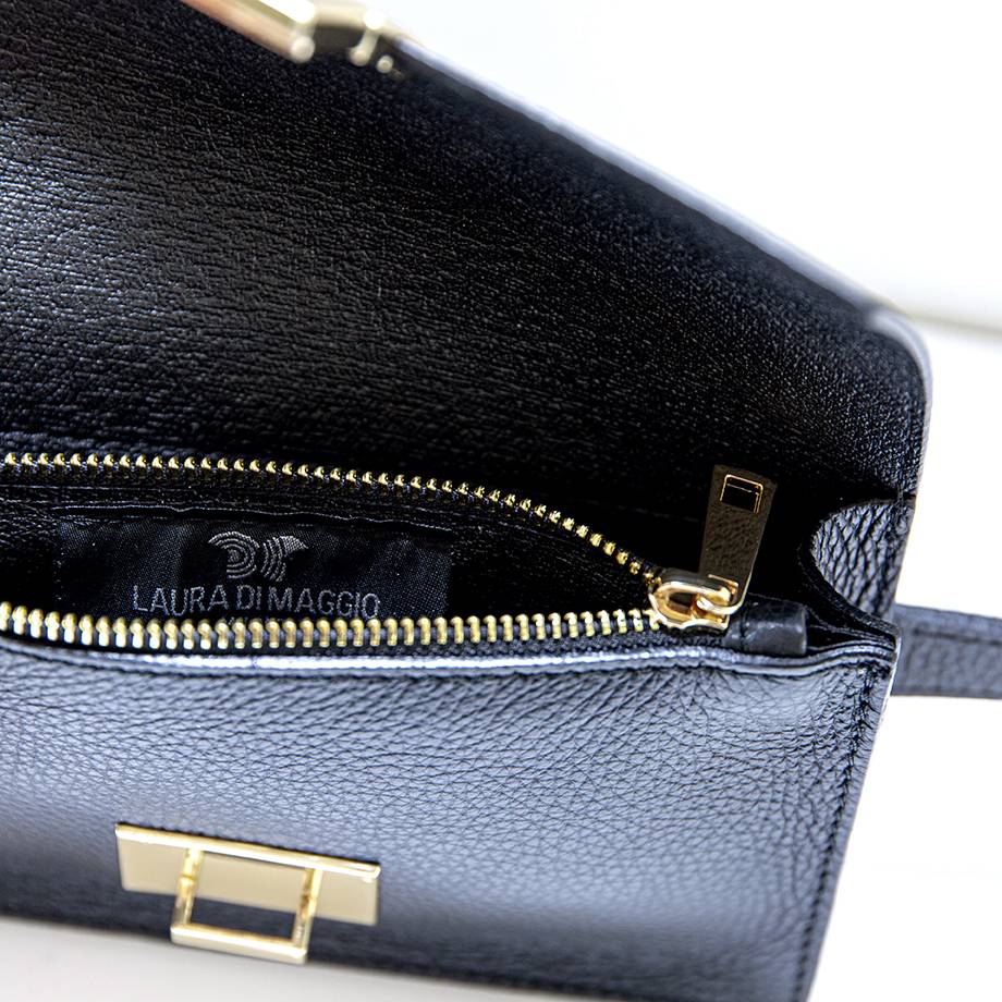 Laura Di Maggio CAROL – marsupio nero con chiusura oro Outlet