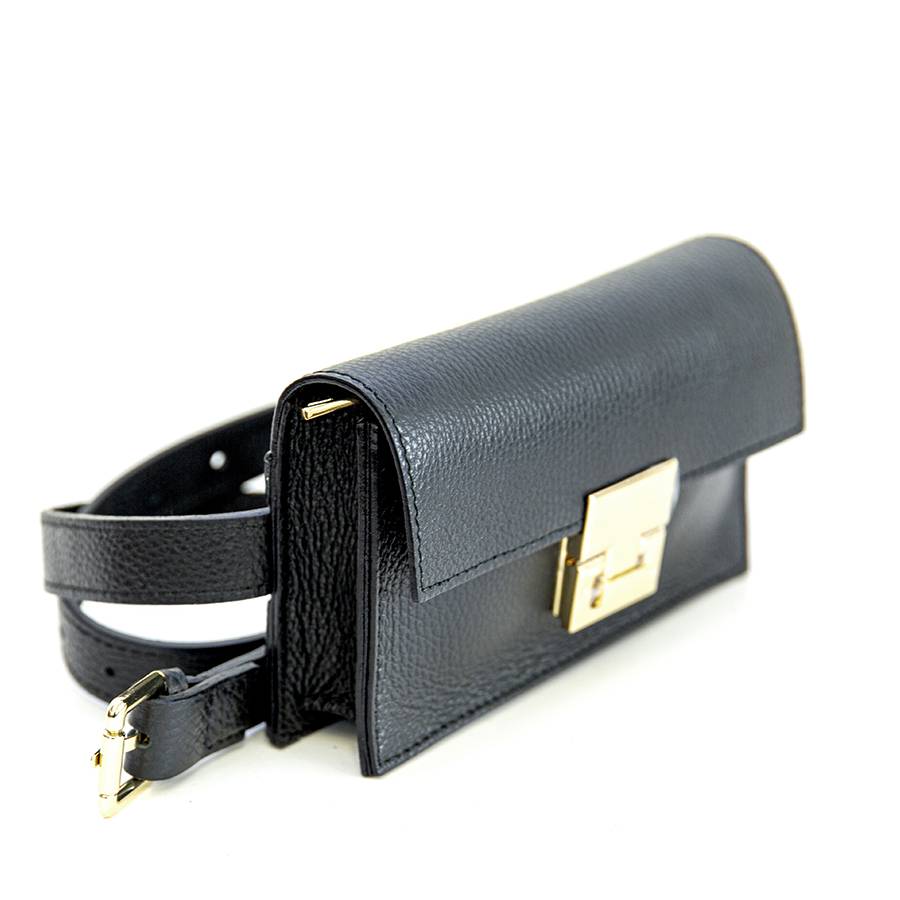 Laura Di Maggio CAROL – marsupio nero con chiusura oro Outlet