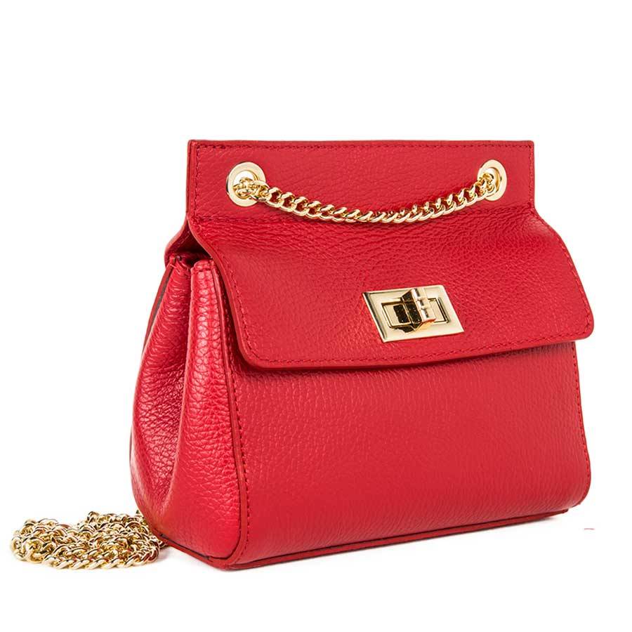 Laura Di Maggio GRETA – mini bag in pelle rossa con manici a catena Saldi