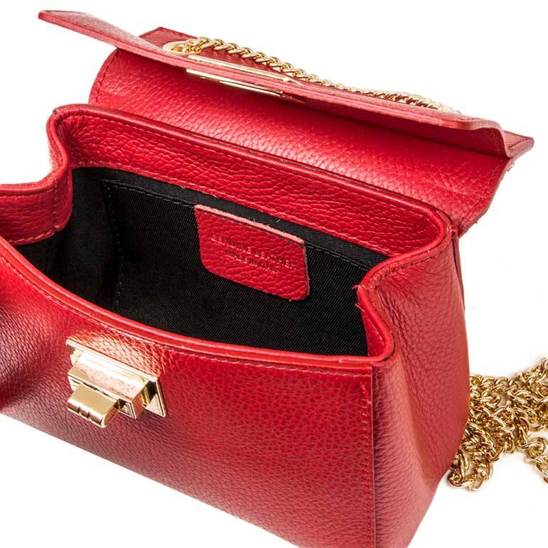 Laura Di Maggio GRETA – mini bag in pelle rossa con manici a catena Saldi
