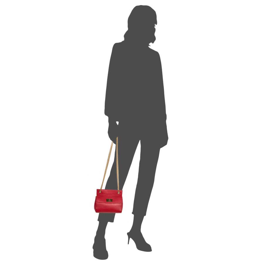 Laura Di Maggio GRETA – mini bag in pelle rossa con manici a catena Saldi