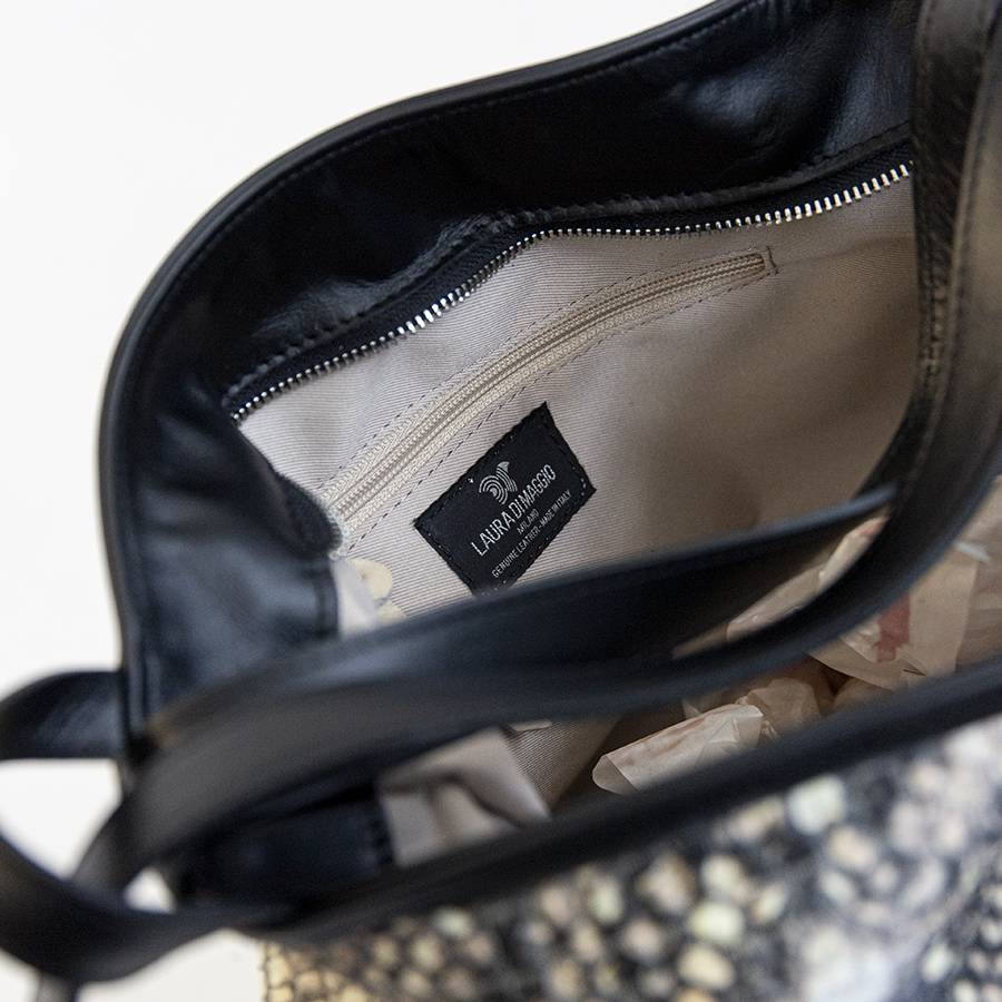 Laura Di Maggio VENICE – Zaino/borsa in pelle e tessuto roccia Qualità