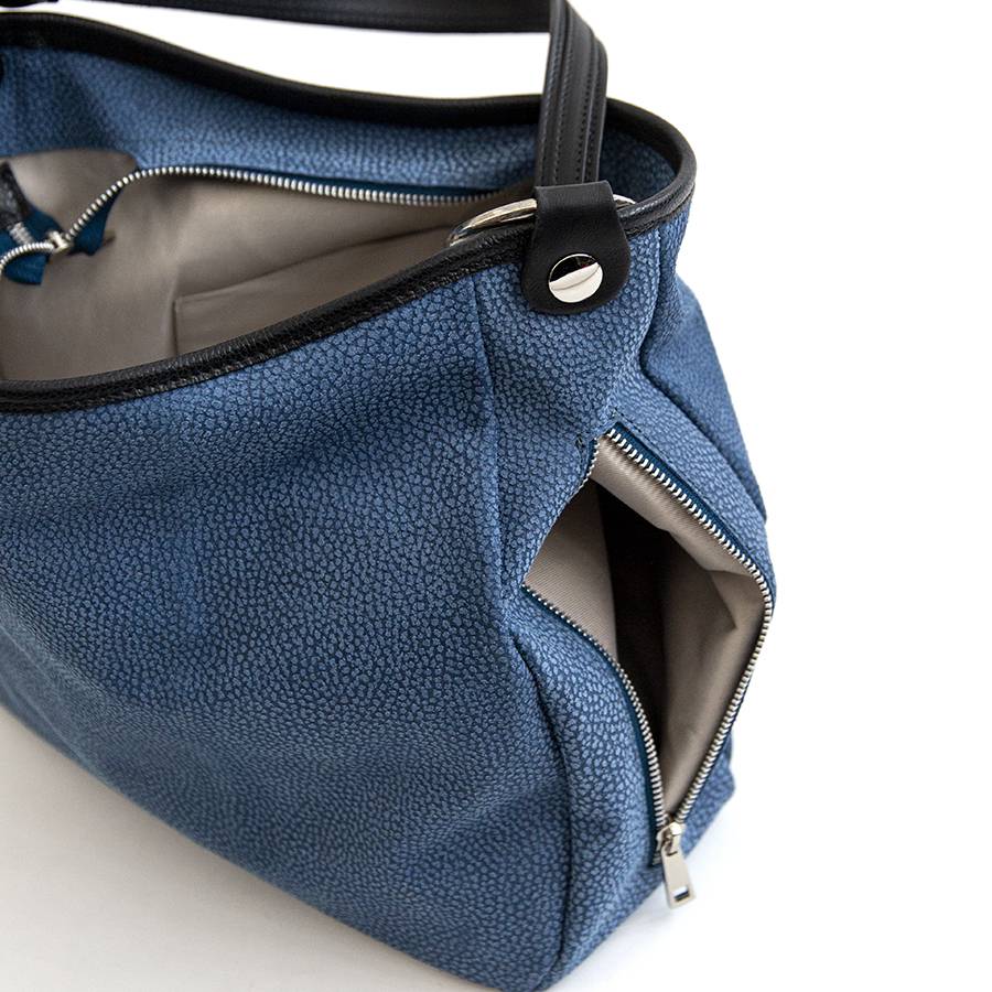 Laura Di Maggio VIVIEN – Sacca con anelli in pelle stampa tapiro blu Sconto