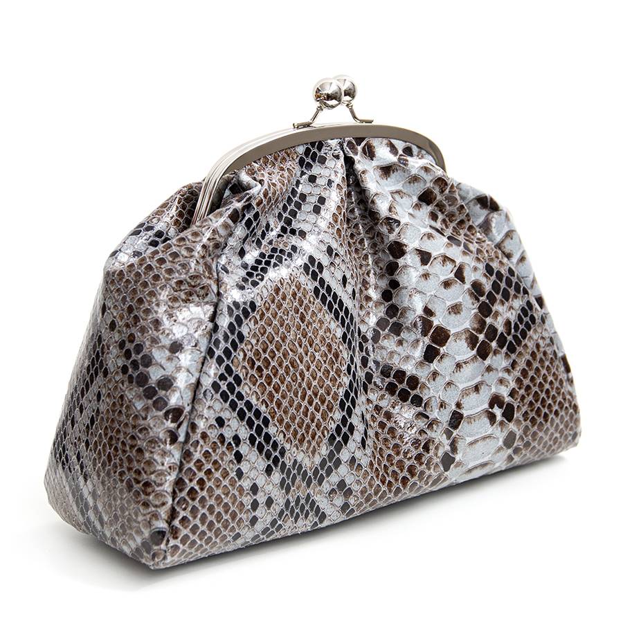 Laura Di Maggio CLUTCH – borsello in pelle stampa pitone azzurro Promozione