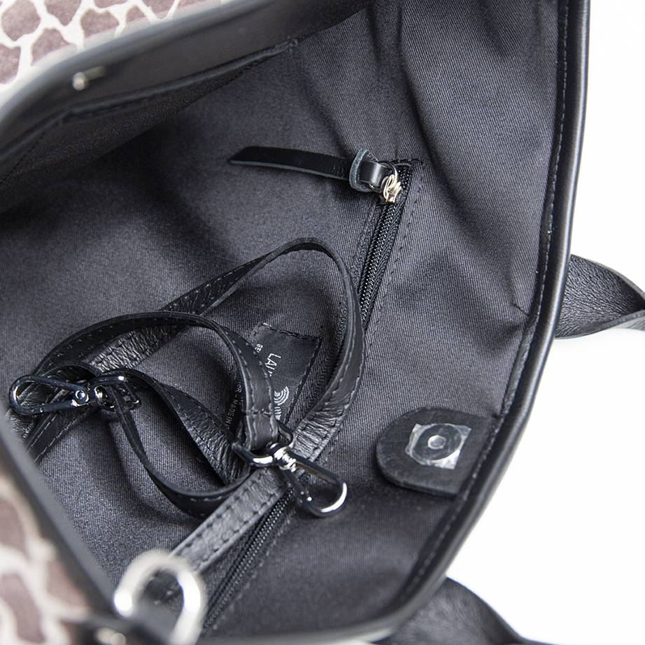 Laura Di Maggio JENNY – Borsa in camoscio stampa giraffa fango Soddisfazione Garantita