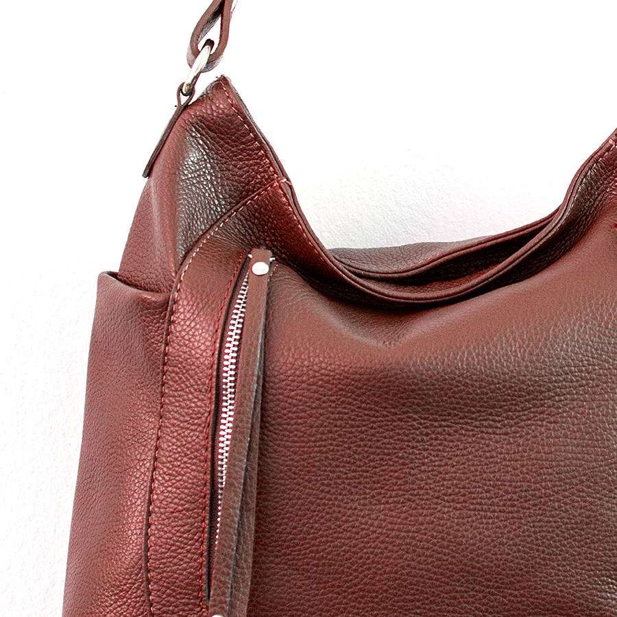 Laura Di Maggio ZIPPY – sacca in pelle con zip rubino Sottocosto