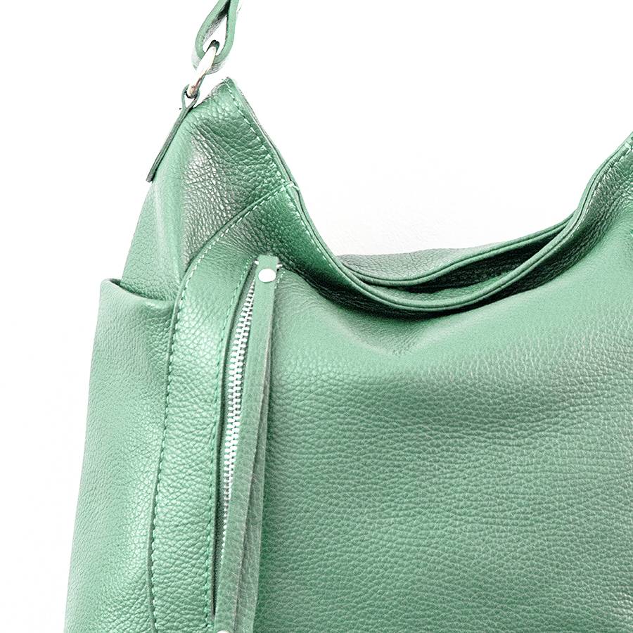 Laura Di Maggio ZIPPY – sacca in pelle con zip menta Novità