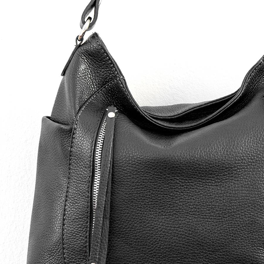 Laura Di Maggio ZIPPY – sacca in pelle con zip nera Presa
