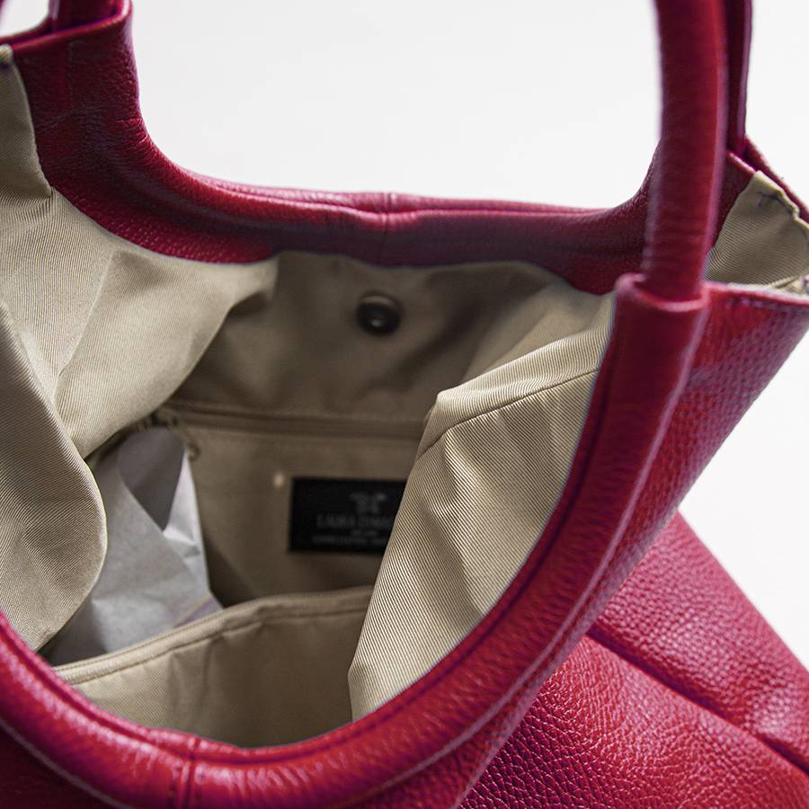 Laura Di Maggio INDIA – Maxi borsa con manico tondo in pelle azalea In Vendita