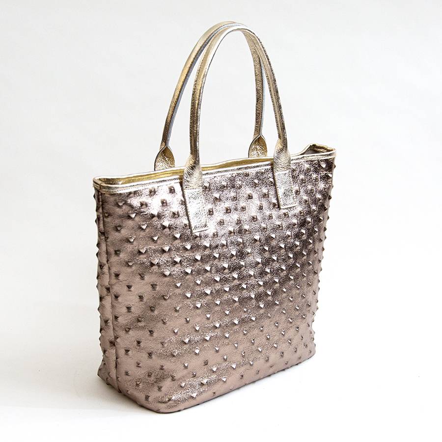 Laura Di Maggio ALTEA – shopping in pelle stampa chiodo bronzo Affare Del Giorno