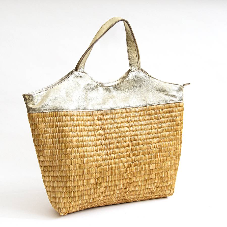 Laura Di Maggio ASTRID – borsa in paglia e pelle laminata Sottocosto