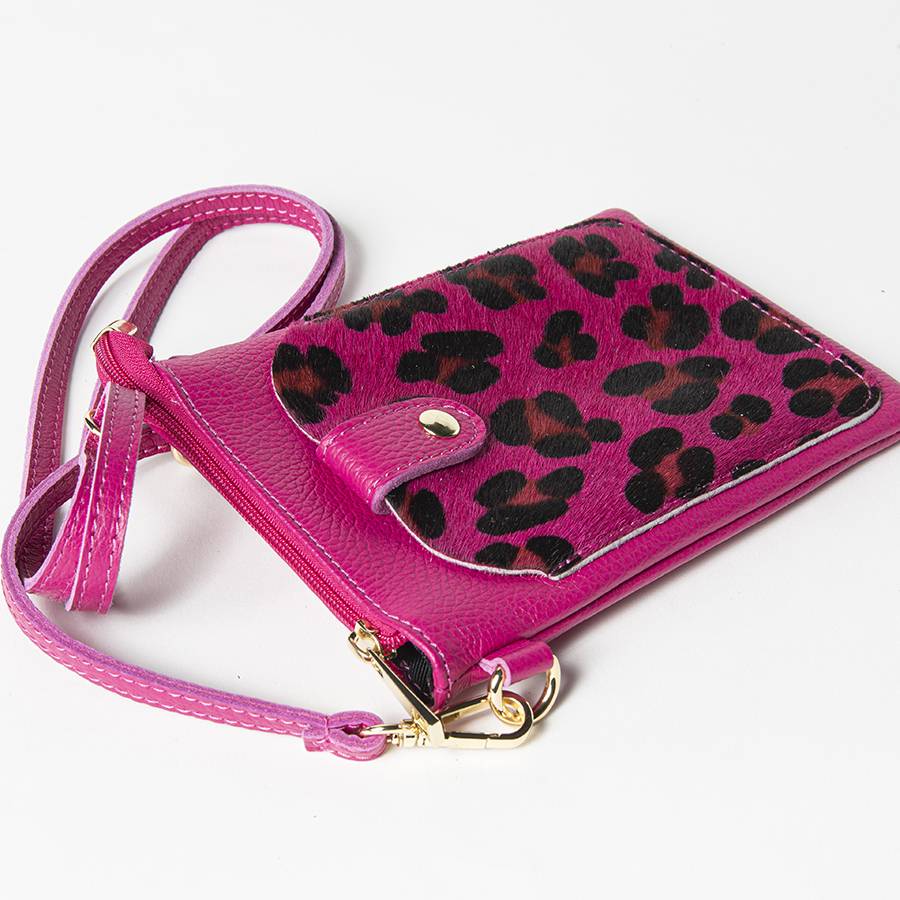 Laura Di Maggio TINY – Porta cellulare in pelle dollaro con cavallino stampa leopardata fucsia Outlet