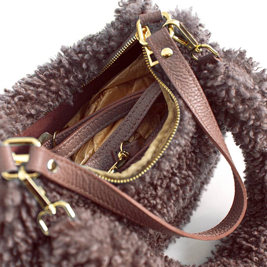 Laura Di Maggio BOUCLE’ MINI – sacca in pelle e pelliccia ecologica rosa Offerte