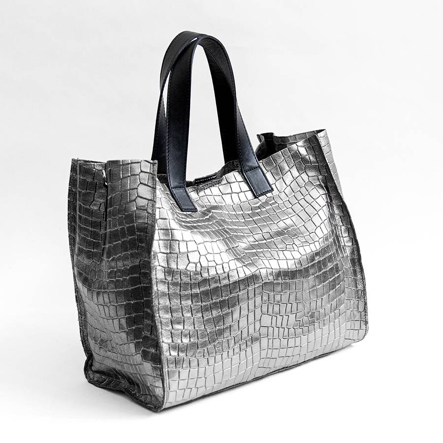 Laura Di Maggio DIAMANTE – shopping in pelle stampa cocco laminata canna fucile Hotsell
