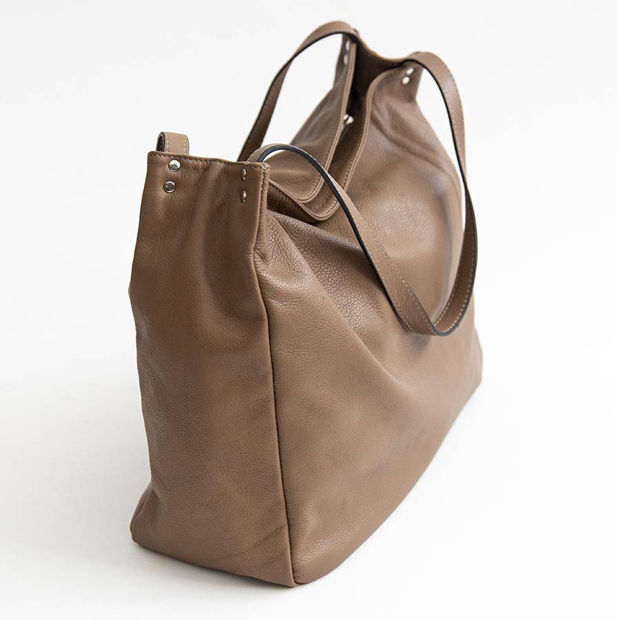 Laura Di Maggio AMBROSIA – shopping in pelle nappa taupe Affare Del Giorno