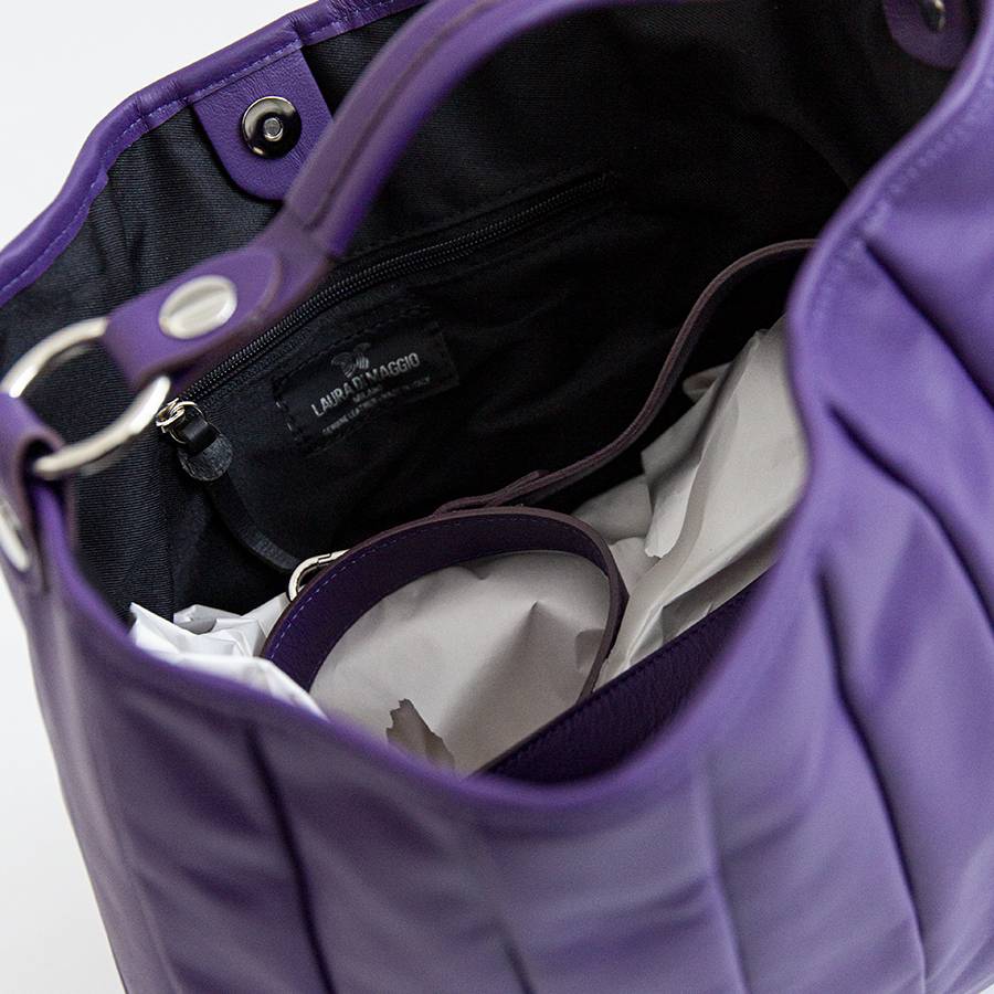 Laura Di Maggio TESSA SMALL – Sacca in pelle nappa trapuntata viola Nuova