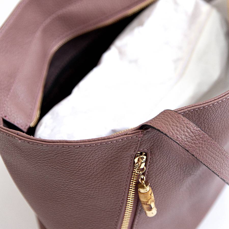 Laura Di Maggio BAMBU’ SHOPPER – Borsa in pelle marsala Super Saving Price