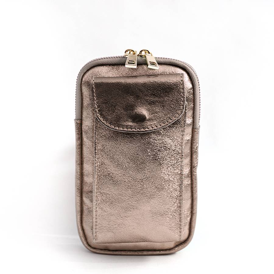 Laura Di Maggio PORTACELLULARE – pelle laminata bronzo