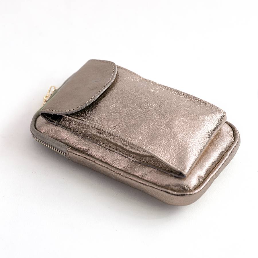 Laura Di Maggio PORTACELLULARE – pelle laminata bronzo Offerta settimanale