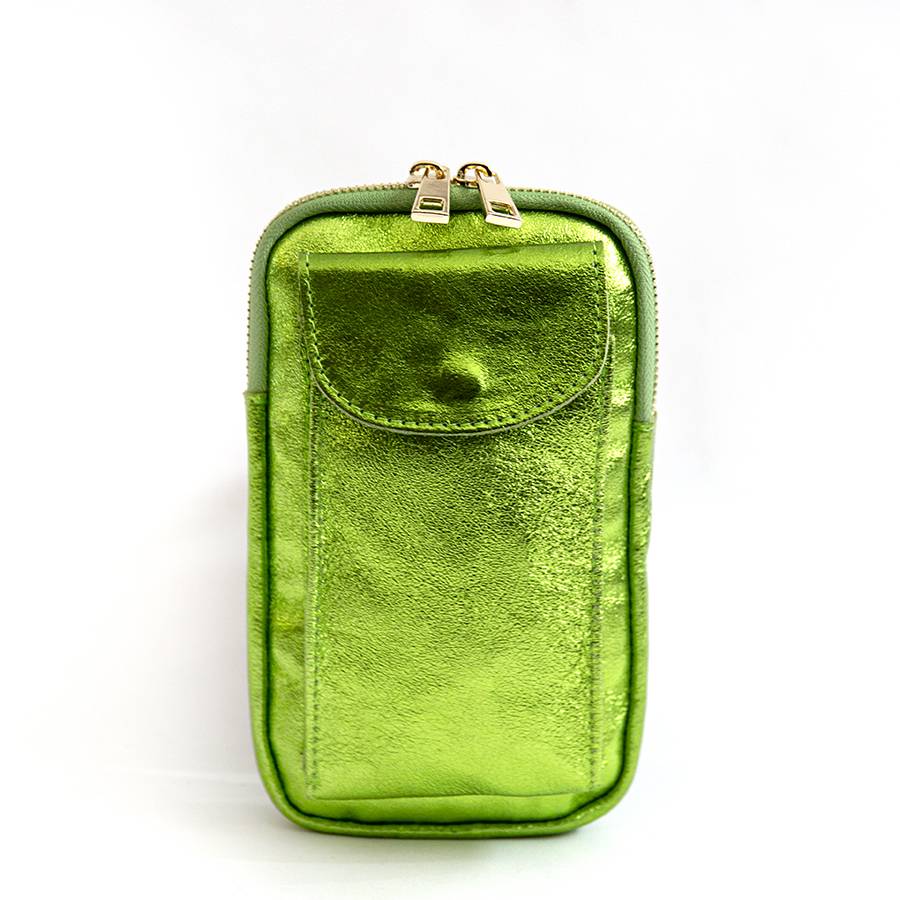 Laura Di Maggio PORTACELLULARE – pelle laminata verde mela
