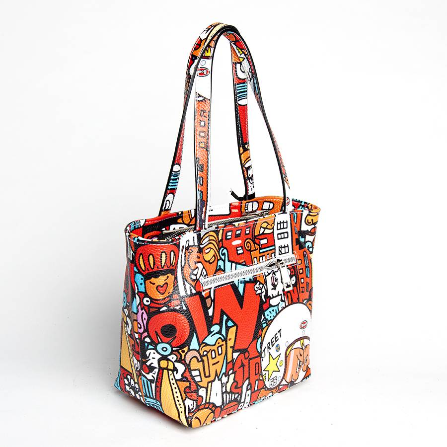 Laura Di Maggio DOODLE – shopping in pelle serigrafata rossa Fino al 65% di sconto