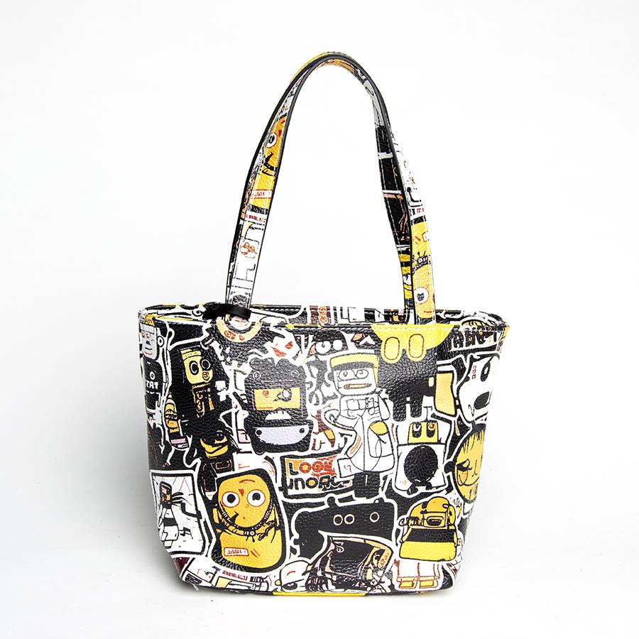 Laura Di Maggio DOODLE – shopping in pelle serigrafata bianca