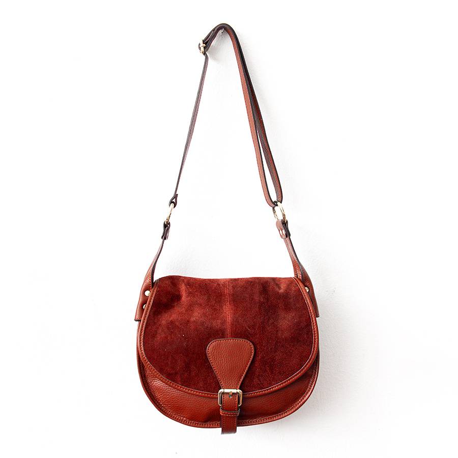 Laura Di Maggio SADDLE – postina in pelle e camoscio rubino