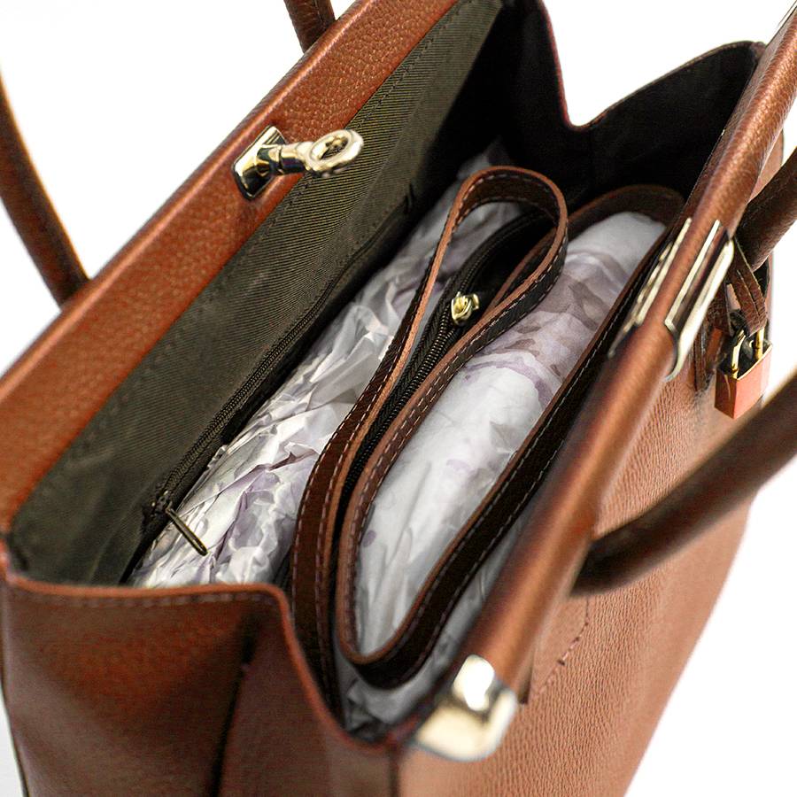 Laura Di Maggio DOCTOR – bauletto in pelle dollaro cuoio Enormi sconti