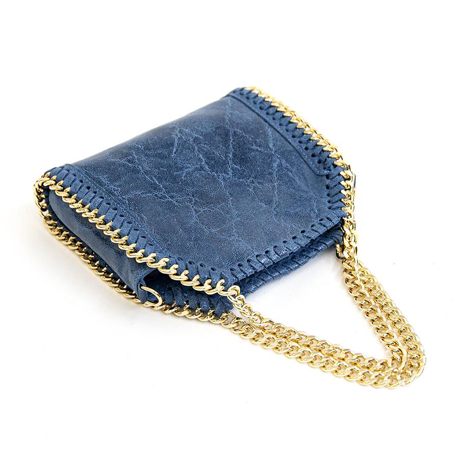 Laura Di Maggio LUMI – Borsa con catene in pelle vintage blu Officina