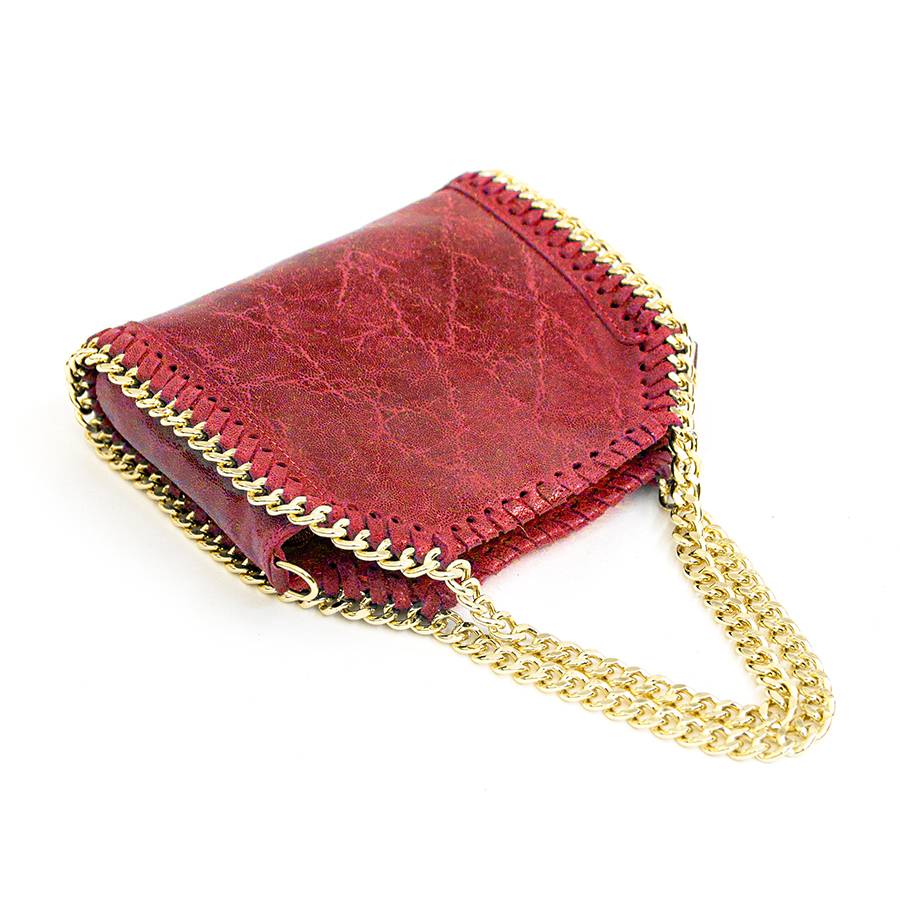 Laura Di Maggio LUMI – Borsa con catene in pelle vintage rossa Duty-free