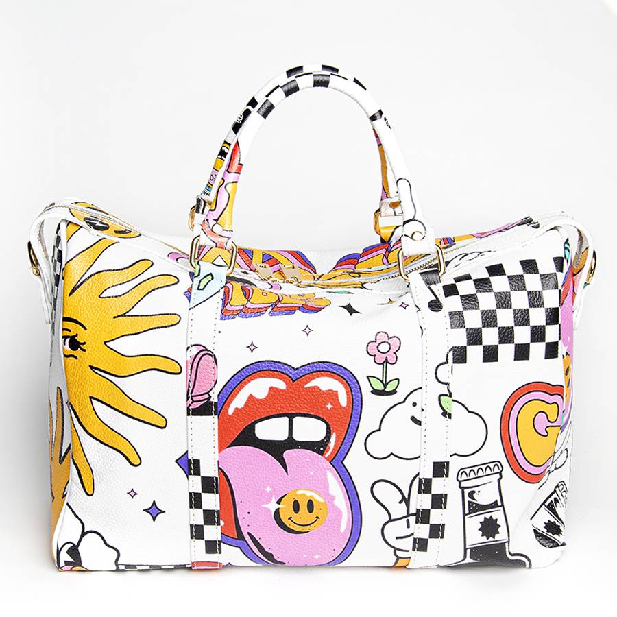 Laura Di Maggio DOODLE TRAVEL – Borsone in pelle serigrafata Italia