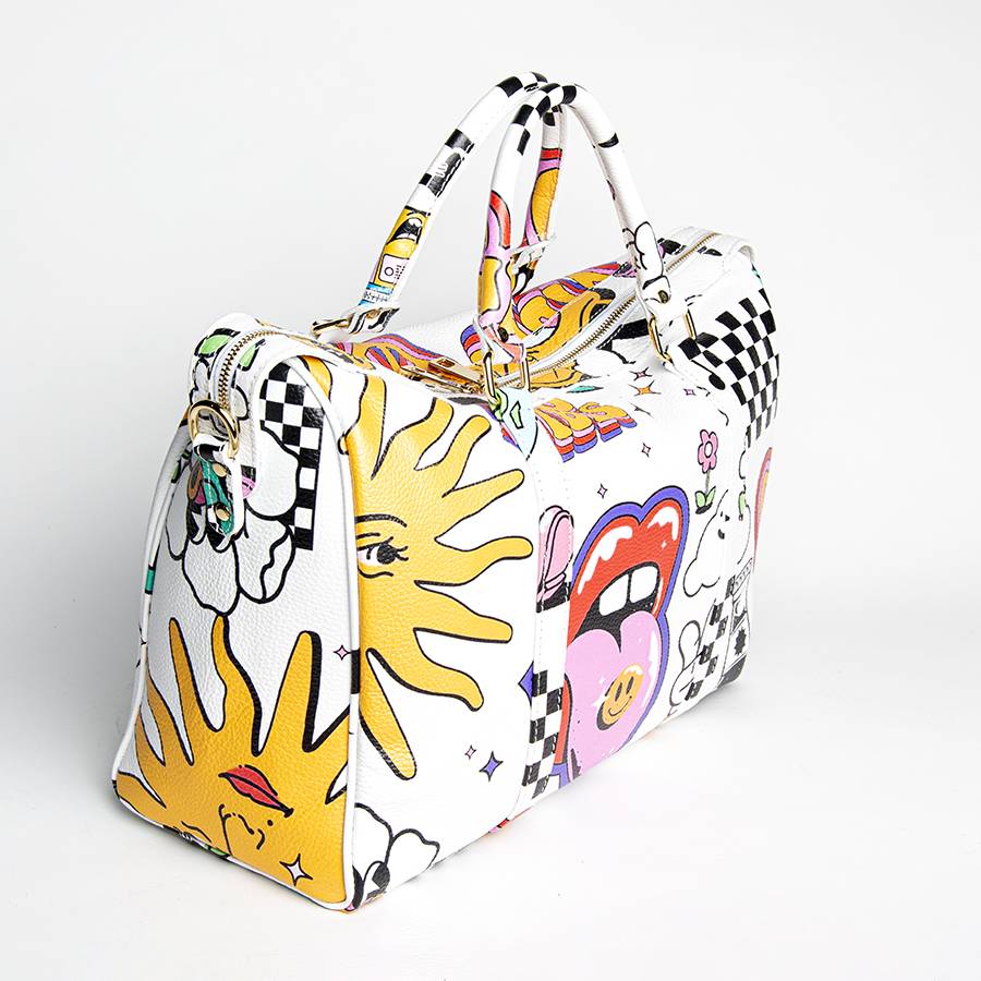 Laura Di Maggio DOODLE TRAVEL – Borsone in pelle serigrafata Italia