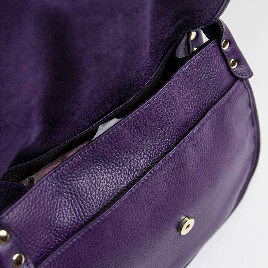 Laura Di Maggio SADDLE – postina in pelle e camoscio viola In Linea