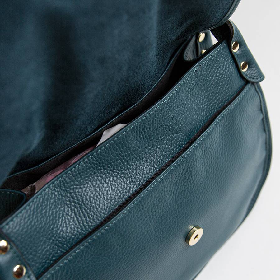 Laura Di Maggio SADDLE – postina in pelle e camoscio petrolio Nuovo