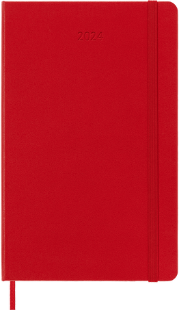 Moleskine Agenda Classic 2024 LargeGiornaliera, copertina rigida, 12 mesi, Rosso Scarlatto Nuova