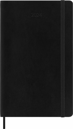 Moleskine Agenda Classic 2024 LargeSettimanale, copertina morbida, 12 mesi, Nero Moda