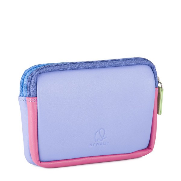 Mywalit Portafoglio/Astuccio in Pelle con doppia Zip Viola Spedizione Gratuita