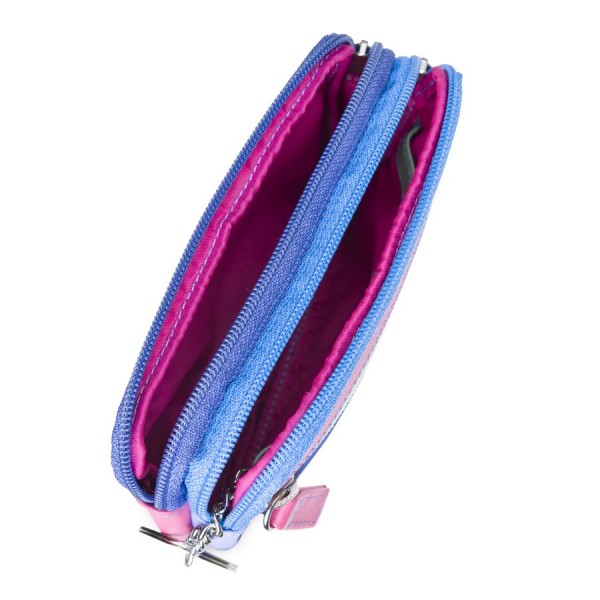 Mywalit Portafoglio/Astuccio in Pelle con doppia Zip Viola Spedizione Gratuita