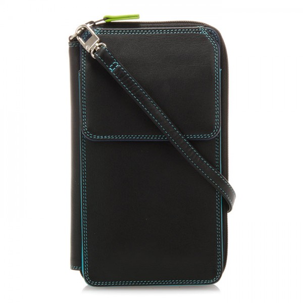 Mywalit Portafoglio multifunzione con zip su tre lati e tracolla Black Pace Presa