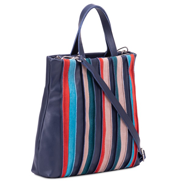 Mywalit Borsa Shopper Laguna in pelle e camoscio Blu Consegna Veloce