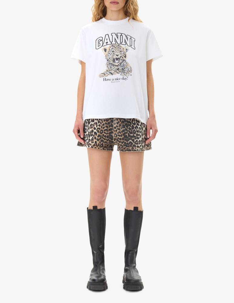 Ganni T-shirt in cotone leopardata Hotsell