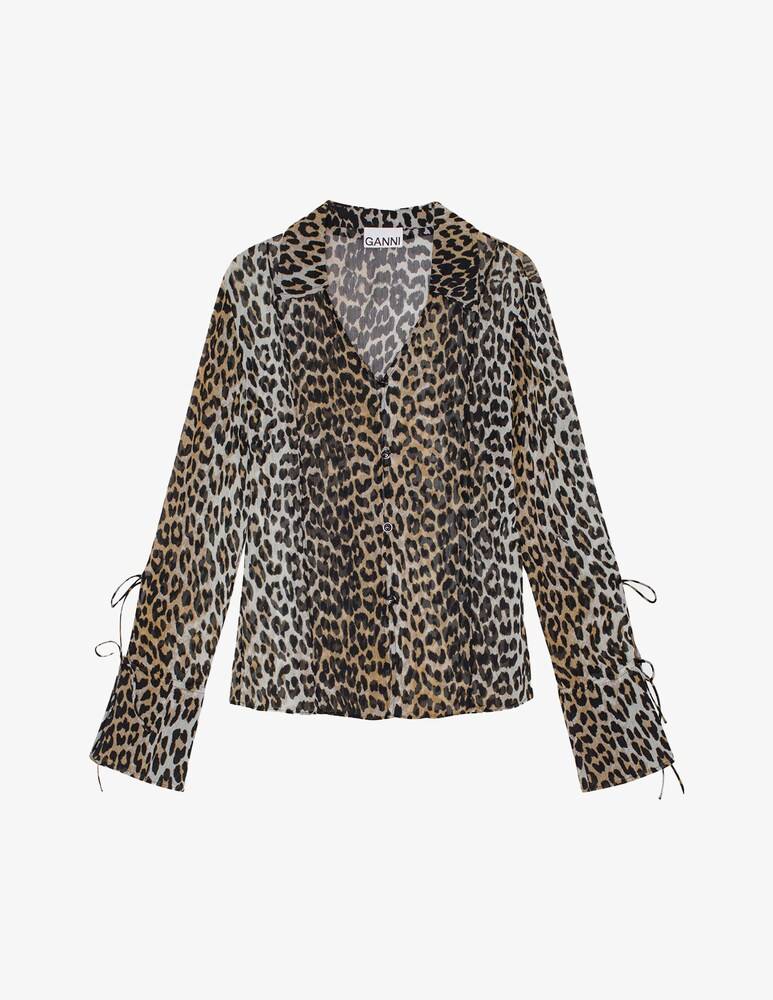 Ganni Camicia slim in chiffon stampato In Linea