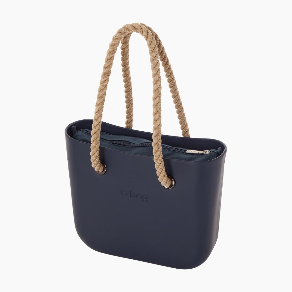 O bag mini blu navy e naturale Pezzi Unici